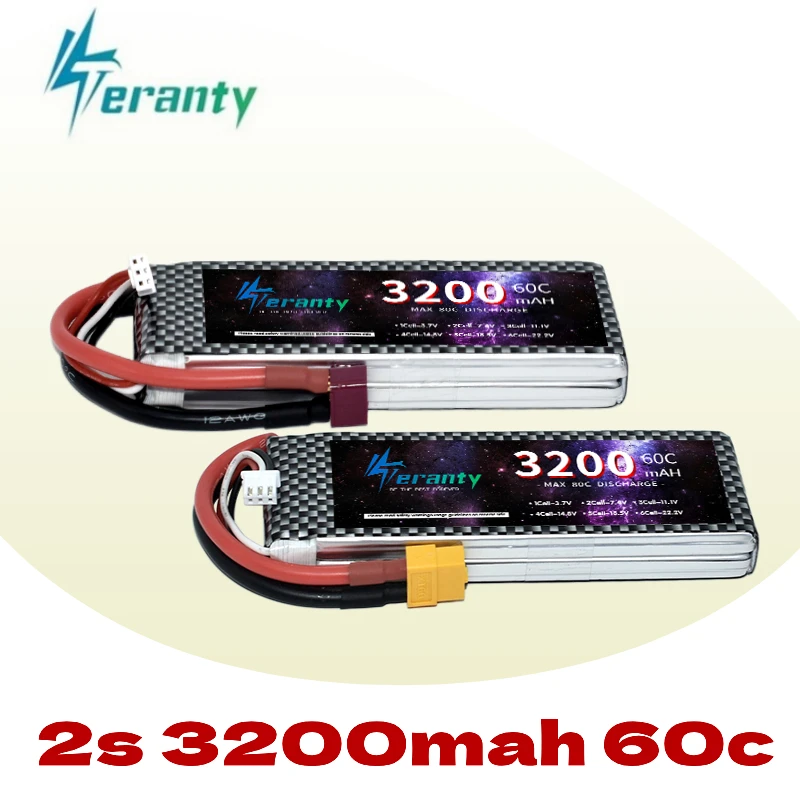 2 Stück 7,4 V 3200 mAh Lipo-Akku 2S Akku 60C mit XT30 XT60 JST T-Stecker für RC FPV Auto Quadcopter Flugzeug