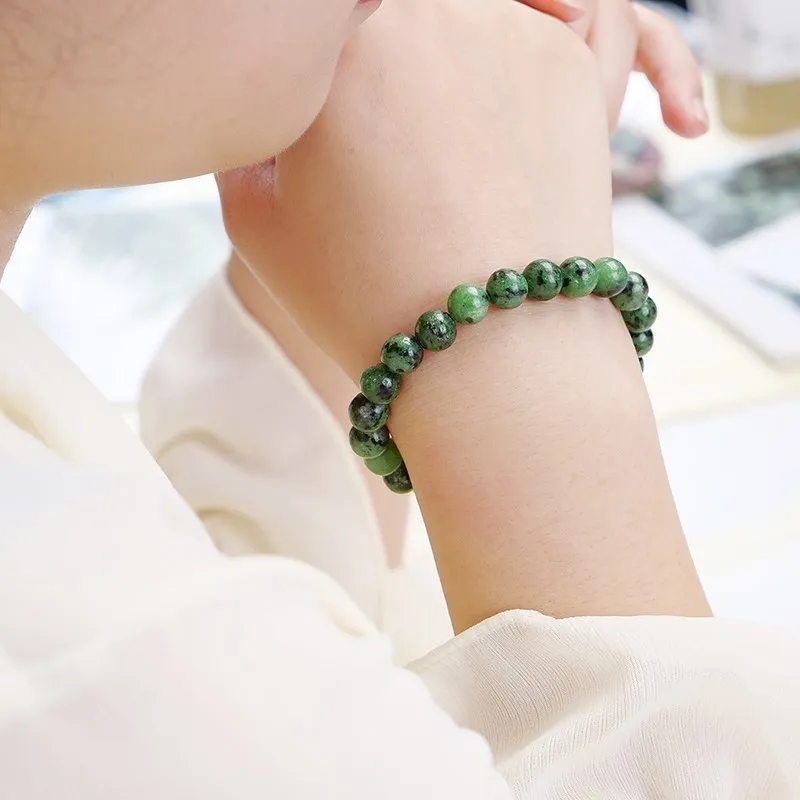 JD Natural Red Green Epidote Zoisite Beaded Bracelet Women Fashion Reiki Energy Healing Lucky Rope Bangles Couples Jewelry Gift