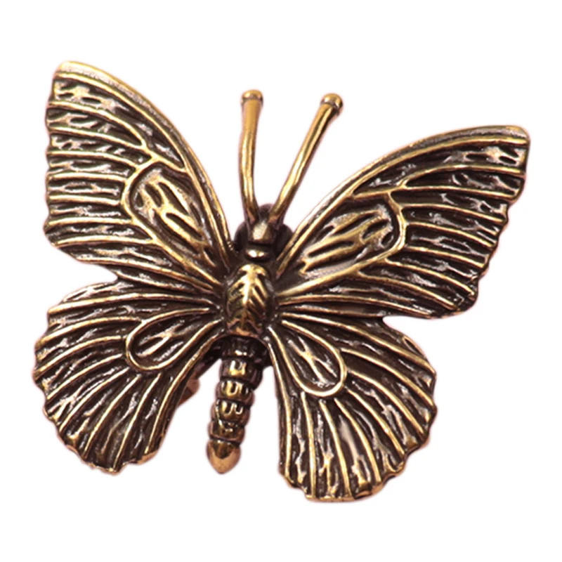 Antique Copper Insect Statue Home Decoration Craft Accessories Solid Pure Brass Butterfly Figurines Miniatures Desktop Ornament