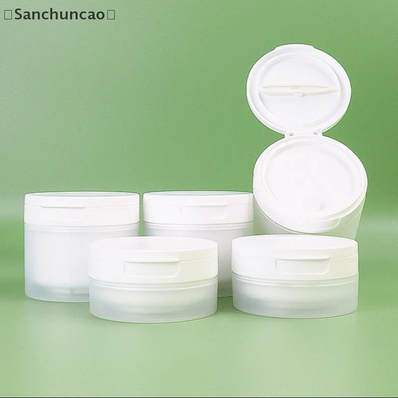 Couvercle rabattable avec cuillère ou pince à épiler, bouteilles rechargeables, Pot vide, crème pour le visage, Lotion, pot de maquillage cosmétique en coton, 50/120g