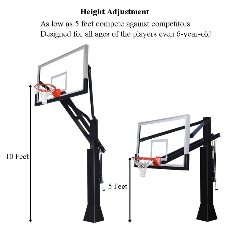 In-ground Height Adjustable Hoop Outdoor Backboard Stable Stand For Adult Daily Training Hot Pick