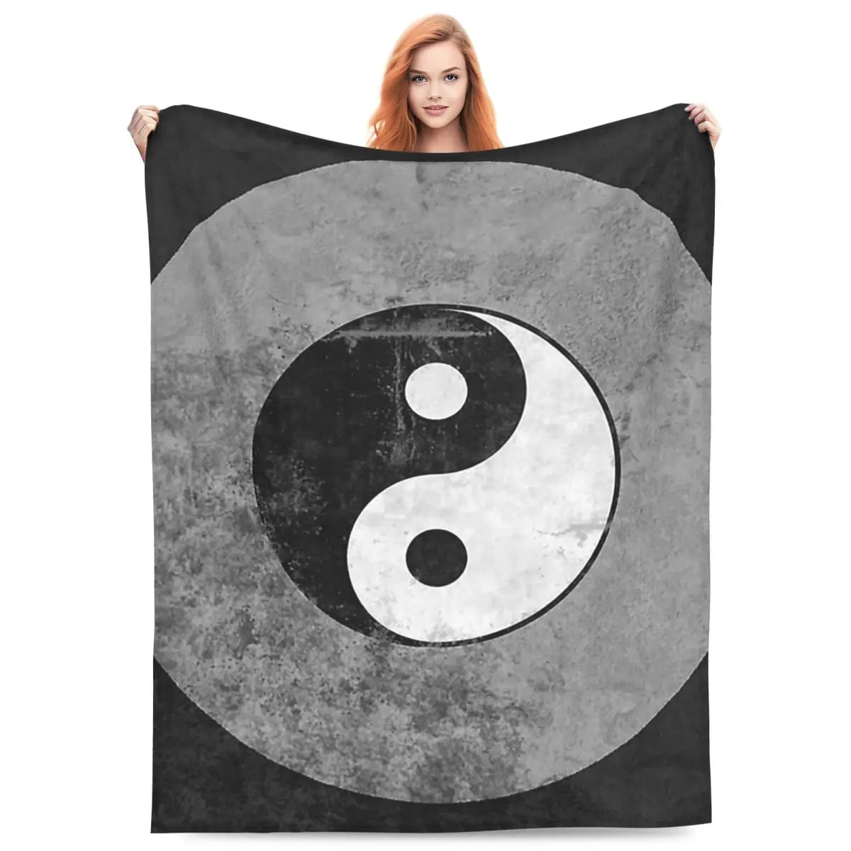 

Distressed Yin Yang Symbol Blankets Fleece Sofa Lightweight Throw Blankets for Couch Bedding Office Throws Bedspread Quilt