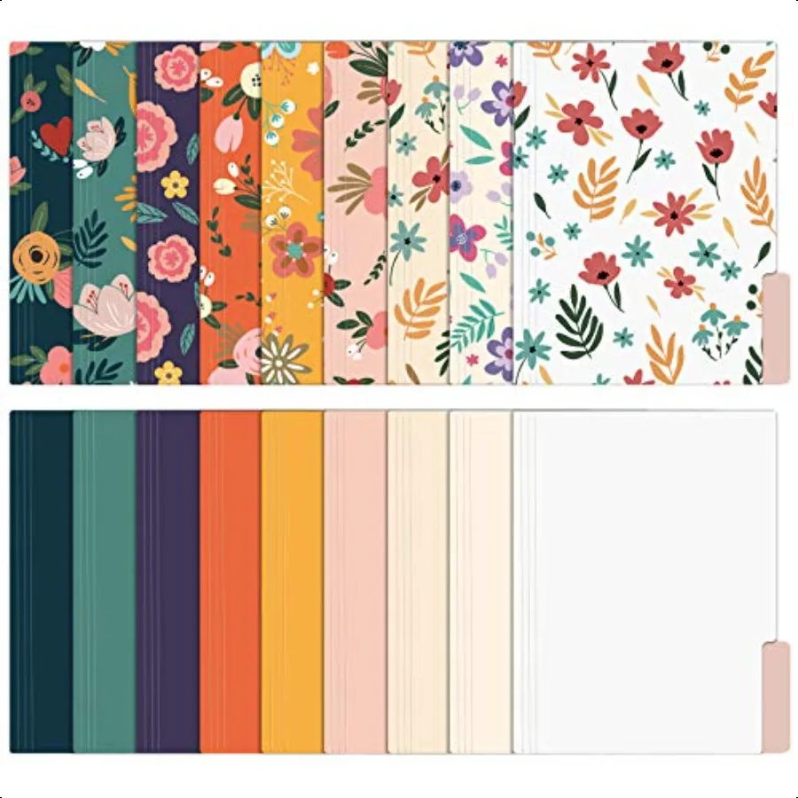 

18 Pack Decorative File Folders Floral Folders Cute File Folder Letter Size Colored File Folders 1 3Cut Tabs 9.6 x 11.6 Inches