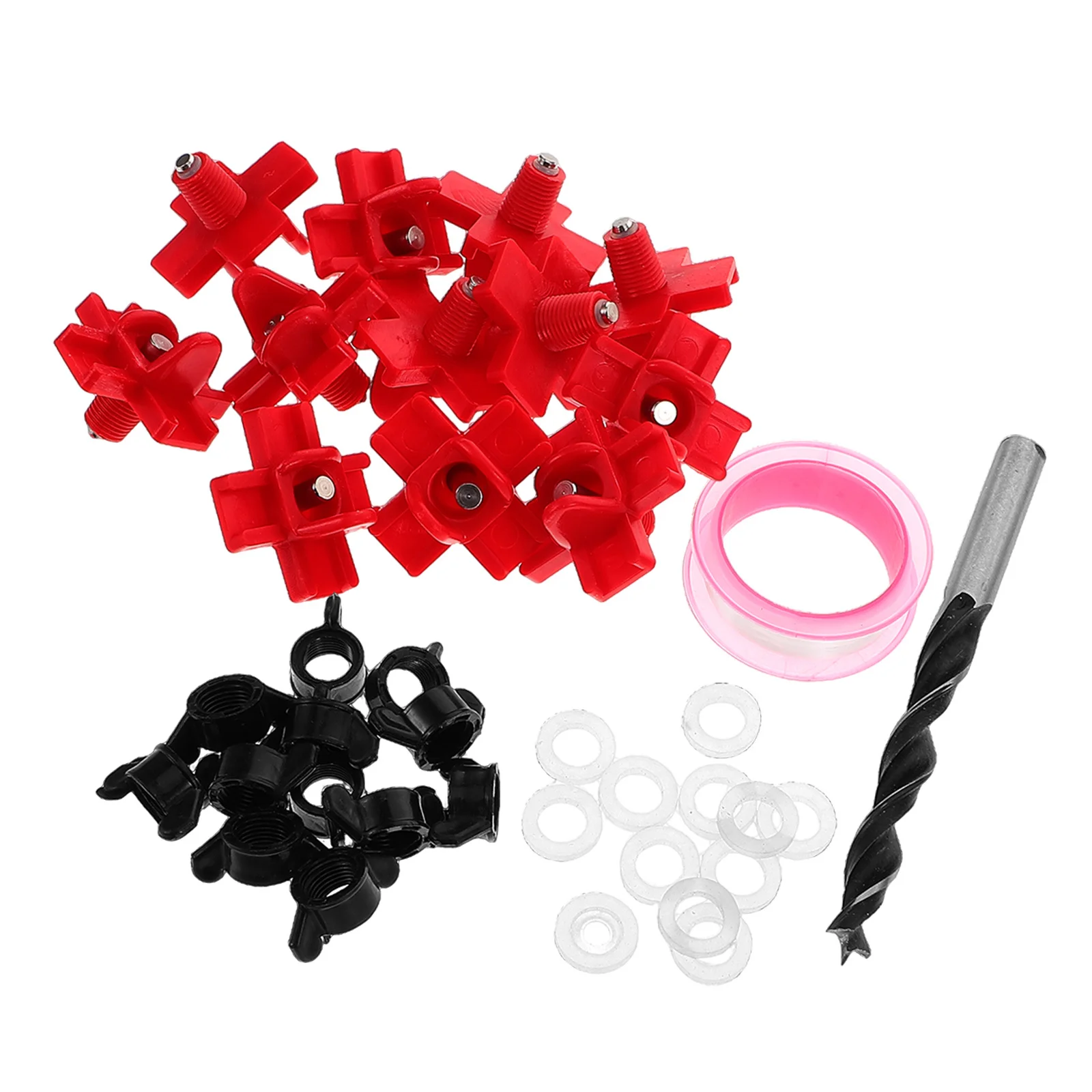 

12Set Automatic Chicken Waterer Horizontal Side Mount Nipples Leakproof Poultry System Drill Bits Chicken Coop