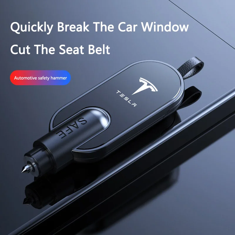 مطرقة سلامة السيارة كسّارة زجاج النافذة أداة الهروب في حالات الطوارئ (نافذة مكسورة + وظيفة قطع حزام الأمان) لطراز Tesla Y 3 X #3