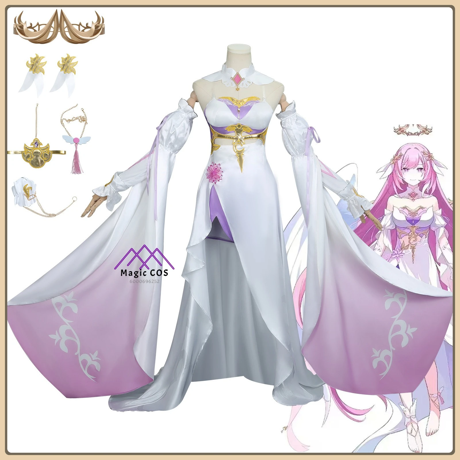 

Honkai Impact 3 Elysia Angel's Return Cosplay Costume Pink&Purple Gradient Style Outfit for Women Role playing Comic Con Party