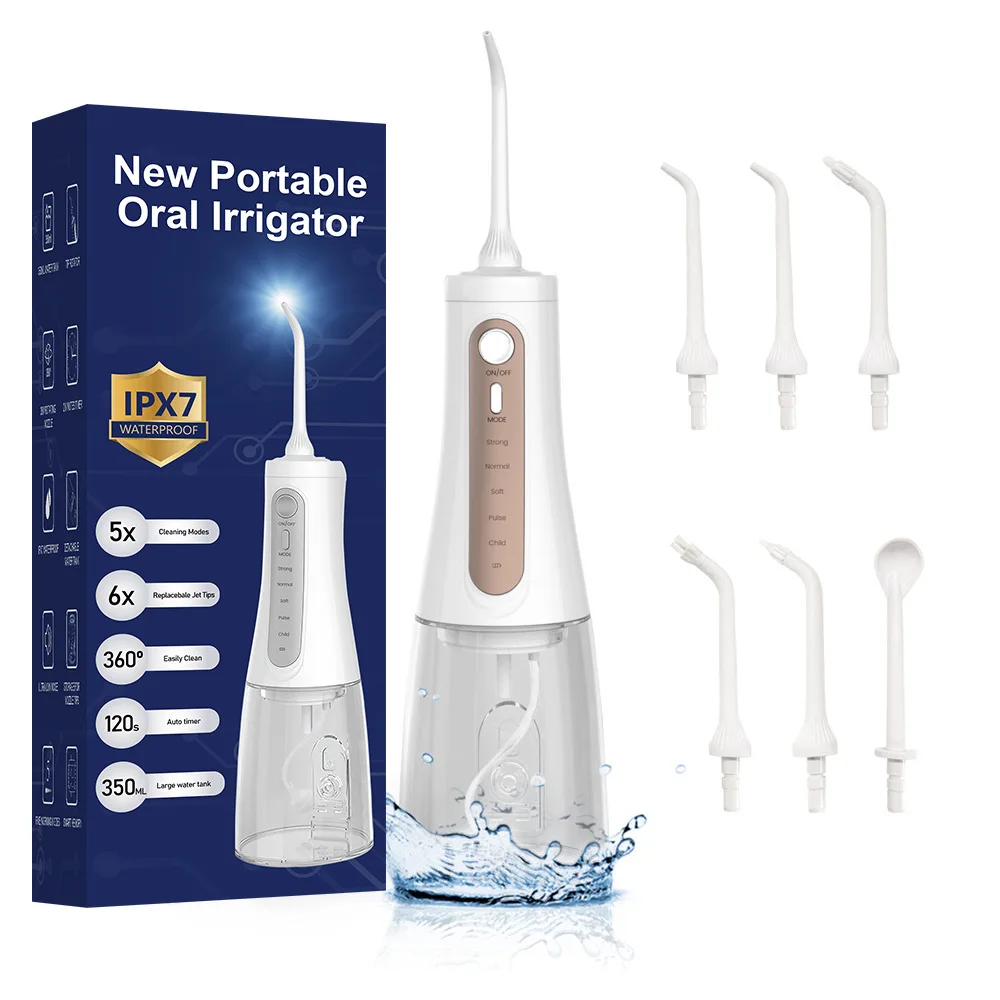 

Oral Irrigator Rechargeable USB Water Flosser Portable Dental Water Jet 350ML Water Tank Waterproof Teeth Cleaner For Oral Care