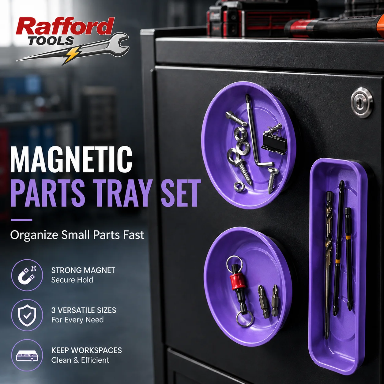 Rafford Magnetisches Teilebehälter-Set: Magnetische Schalen für Schrauben, Bits und Muttern – Ideal für Garage, Werkstatt, Heimwerkerbedarf, zur Aufbewahrung von Muttern, Schrauben, Stiften,