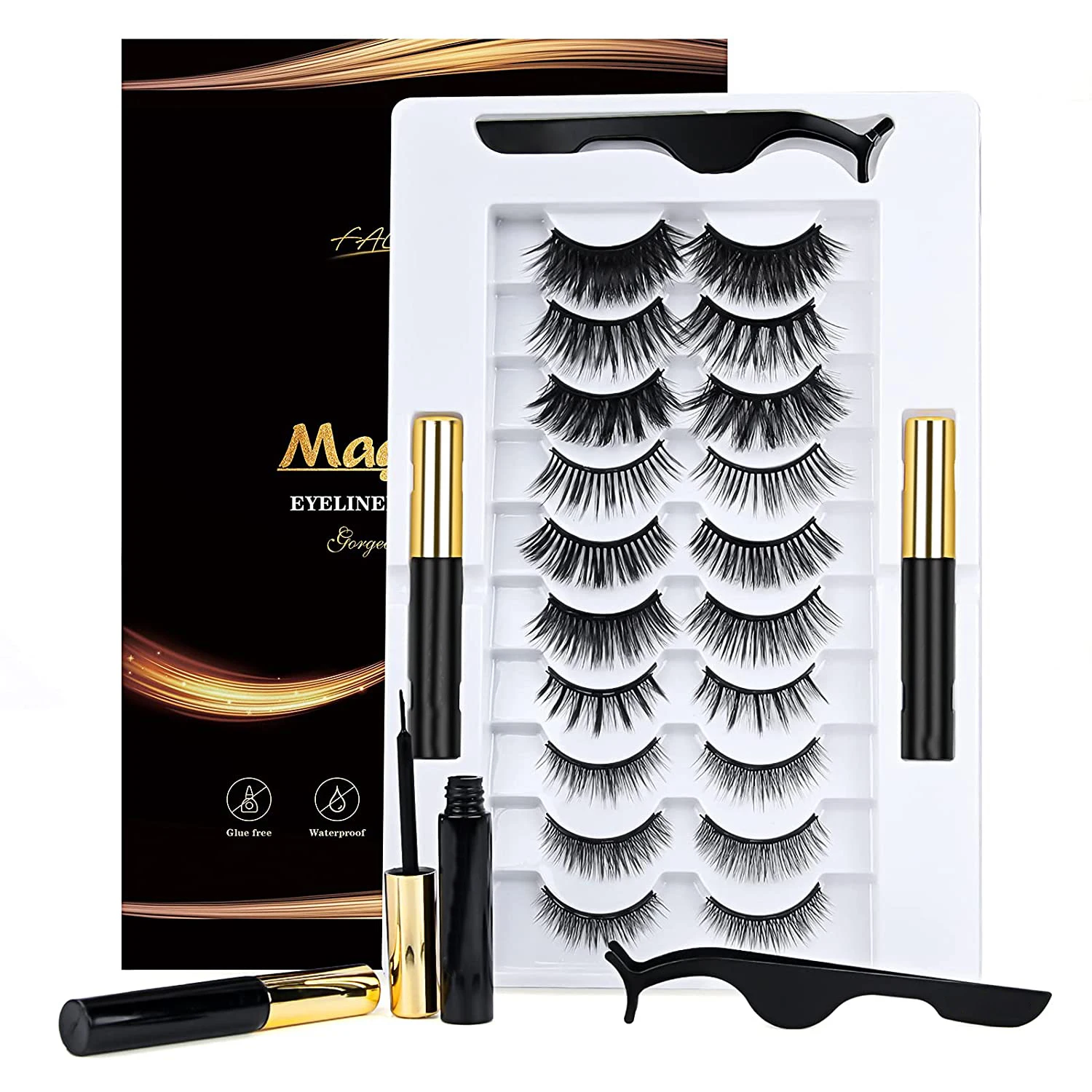 

Eyelashes 10 pairs Magnetic fake lashes Glue-free false eyelashes reusable natural thick extend eyelash eyeliner lash lift kit