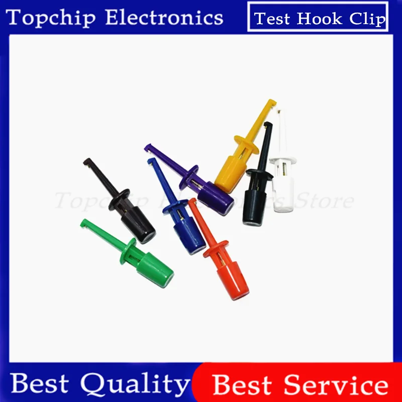 10pcs Mini Single Test Hook Clip Test Probe for Electronic Testing IC Grabber Small Size Round Crocodile Clip Hook Test Clip