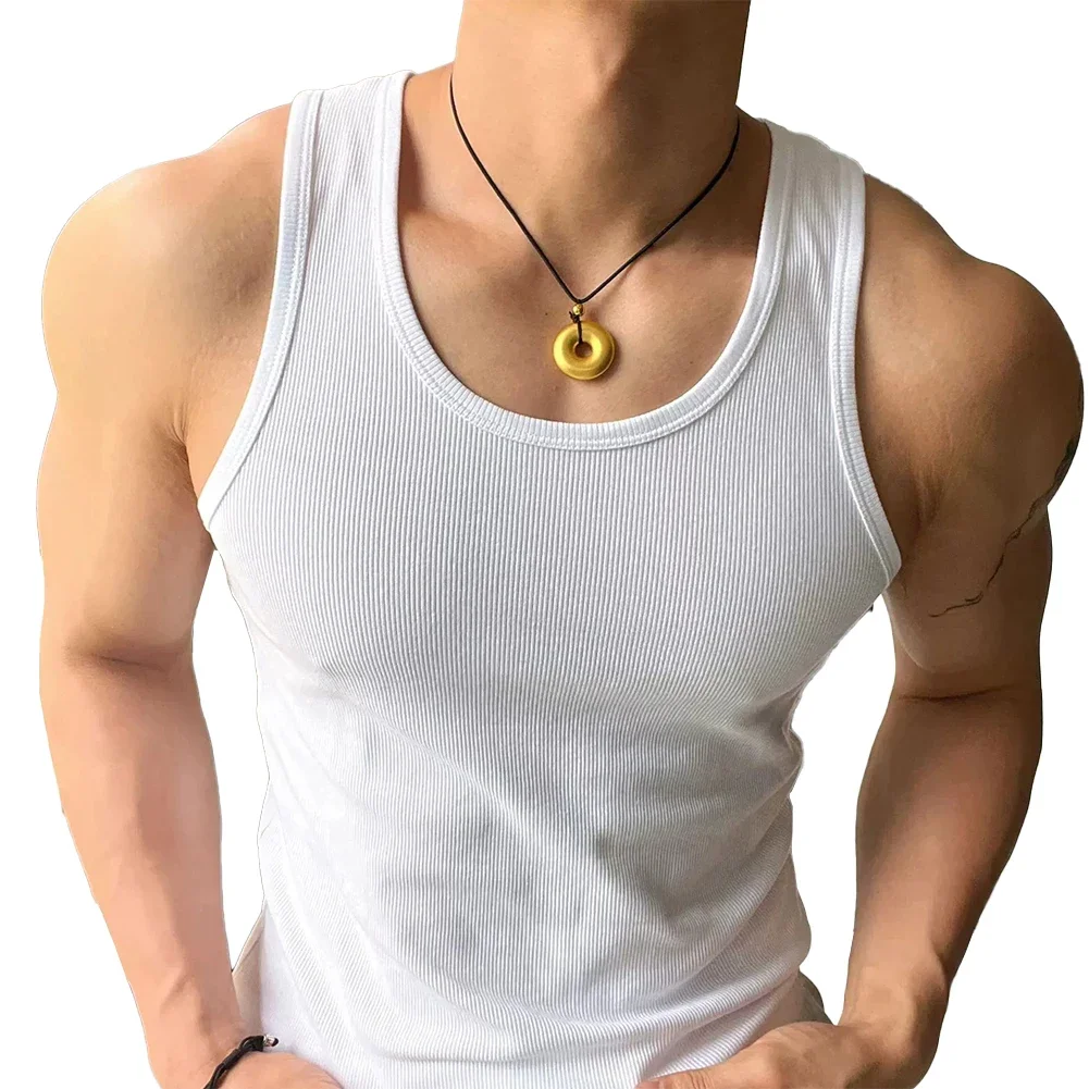 Comfy Fashion Hot Stylish Mens Tank Top Vest Athletic Bodybuilding Stripe U-Neck Breathable Casual Hygroscopic