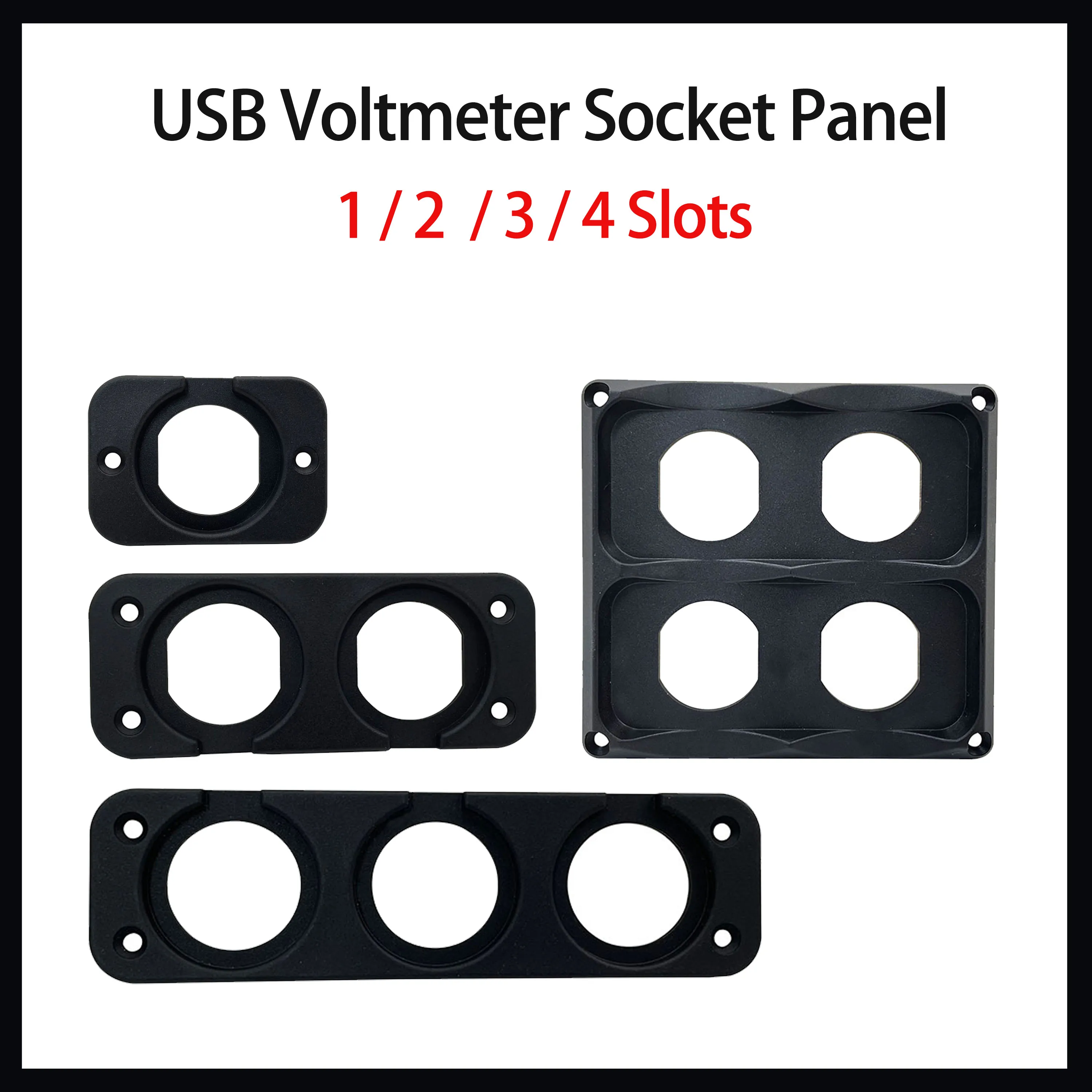 1/2/3/4 Hole Car USB Flush Mount Panel 12V Marine Power & Voltmeter Sockets Base Holder