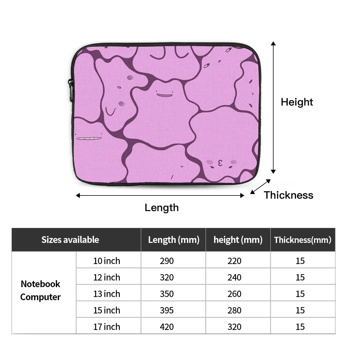 Ditto Pattern (no Shiny) Notebook Laptop Bag Case Pouch 10 12 13 15 17 Inch Notebook Sleeve Cover Bag Tablet Shockproof Case Bag