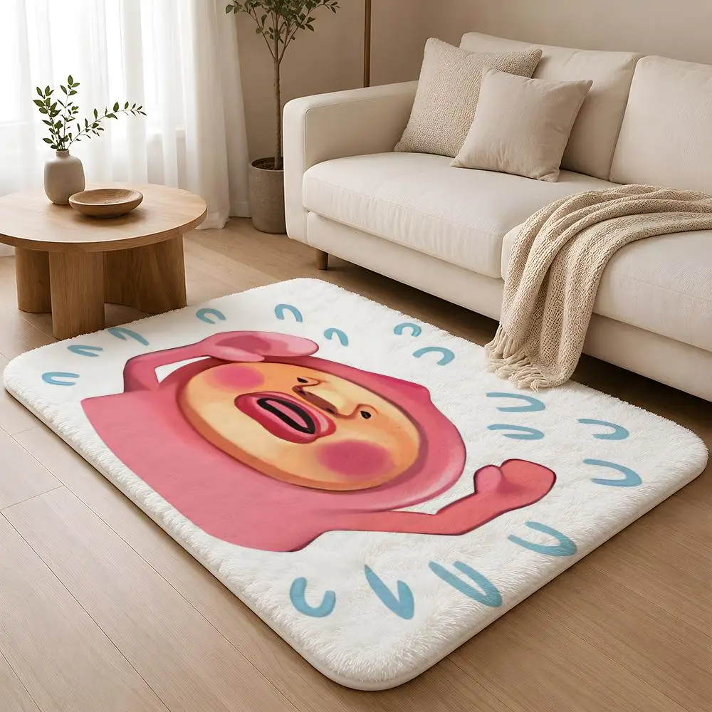 K-Kobito Z-Zukan Peach Floor Mat Flannel Rug Non Slip Absorbent Soft Washable For Entryway Hallway Bathroom Kitchen Decor