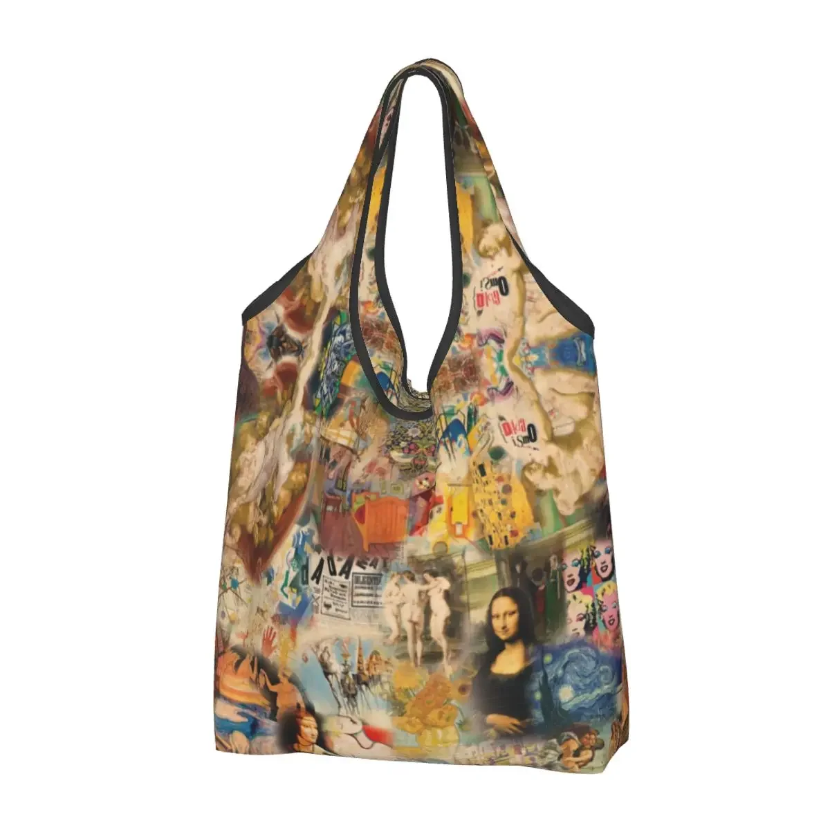 Reusable Van Gogh History Of Art Shopping Bag Women Tote Bag Portable Da Vinci Mona Lisa Picasso Painting Grocery Shopper Bags