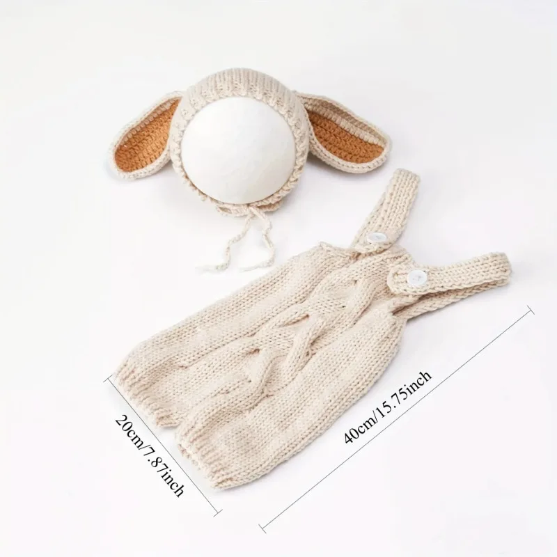 Newborn Photography Props Crochet Knitted Bunny Rabbit Costume Outfit Baby Photo Shoot Studio Props Infant Shooting Accessories