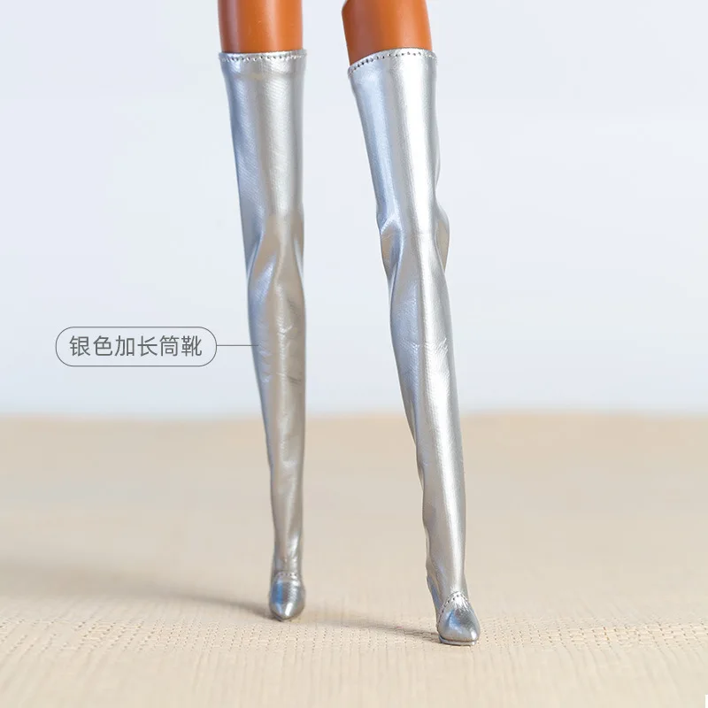 Cool doll boots / 30cm doll high heels long black boots / accessories for 1/6 BB Fr supermodel doll / dollhouse toys