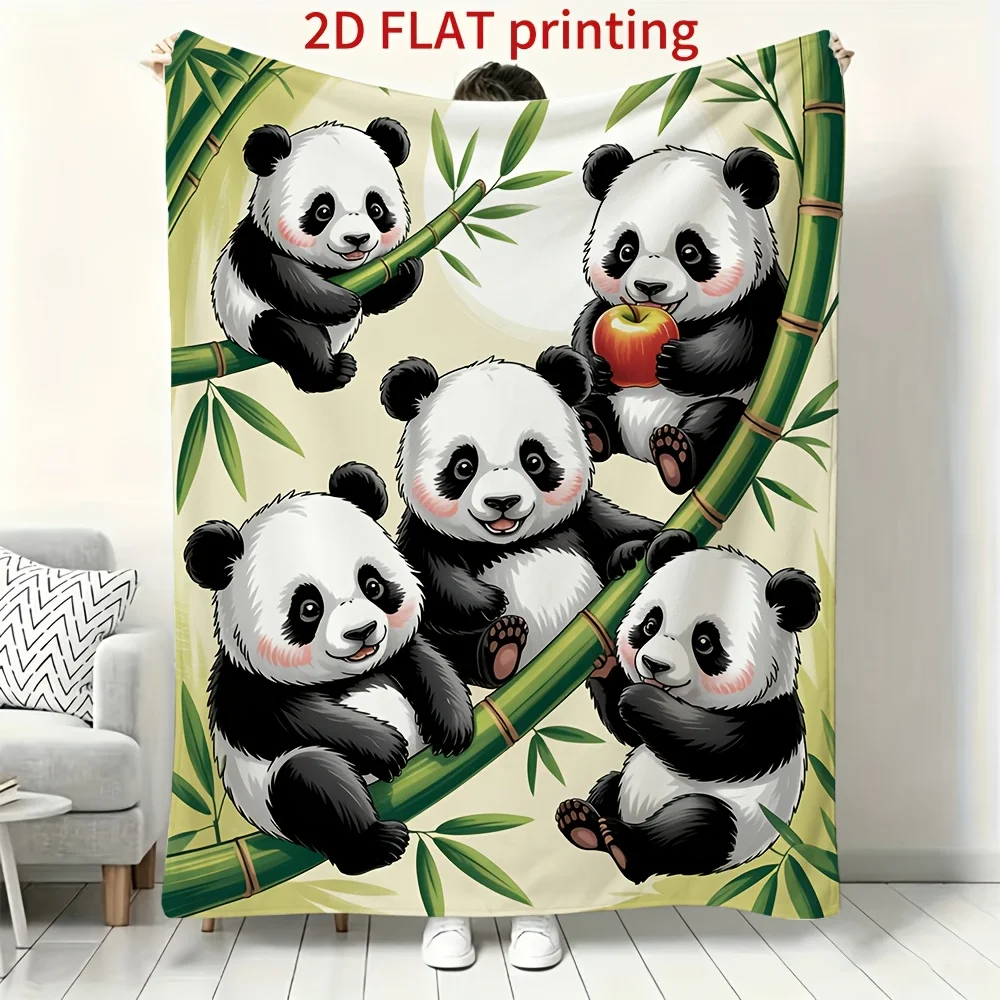 Cute Giant Panda Blanket Bamboo Forest Flannel Fleece Throw Blankets Cozy Sofa Bedspread Aesthetic Room Bedding Home Decor