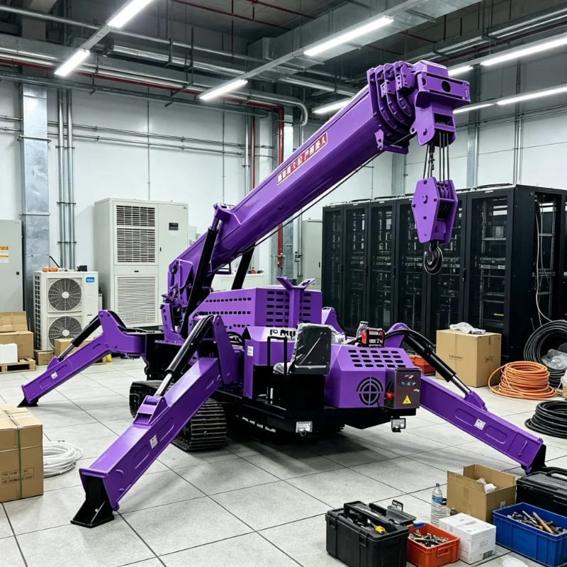Compact Self-propelled 3 Ton Spider Crawler Crane Featuring A Telescopic Hydraulic Boom and Wireless Remote Control
