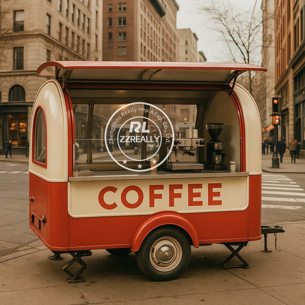 

Fast Food Cart Snack Pizza Coffee Kiosk With Fully Kitchen Equipments Customize Size Concession Food Truck Trailers