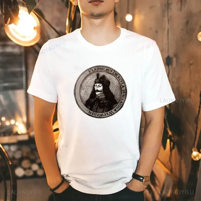 Vlad Dracula Tepes The Impaler Vampire Men Gothic Halloween Horror Movie Tops Dracula Weird Vlad Tepes 1431-1476 Cotton T-Shirt