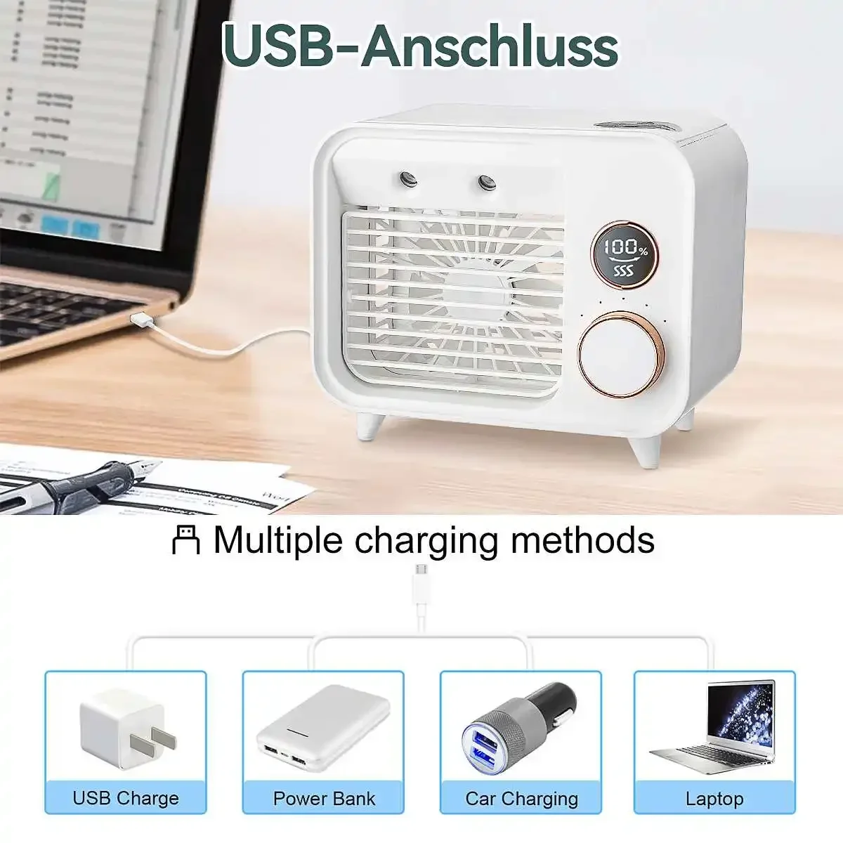 5 スピードポータブルミニエアコン空気クーラースプレー水冷ファン加湿器 LED ライトデスクパーソナル AC ファンオフィス用