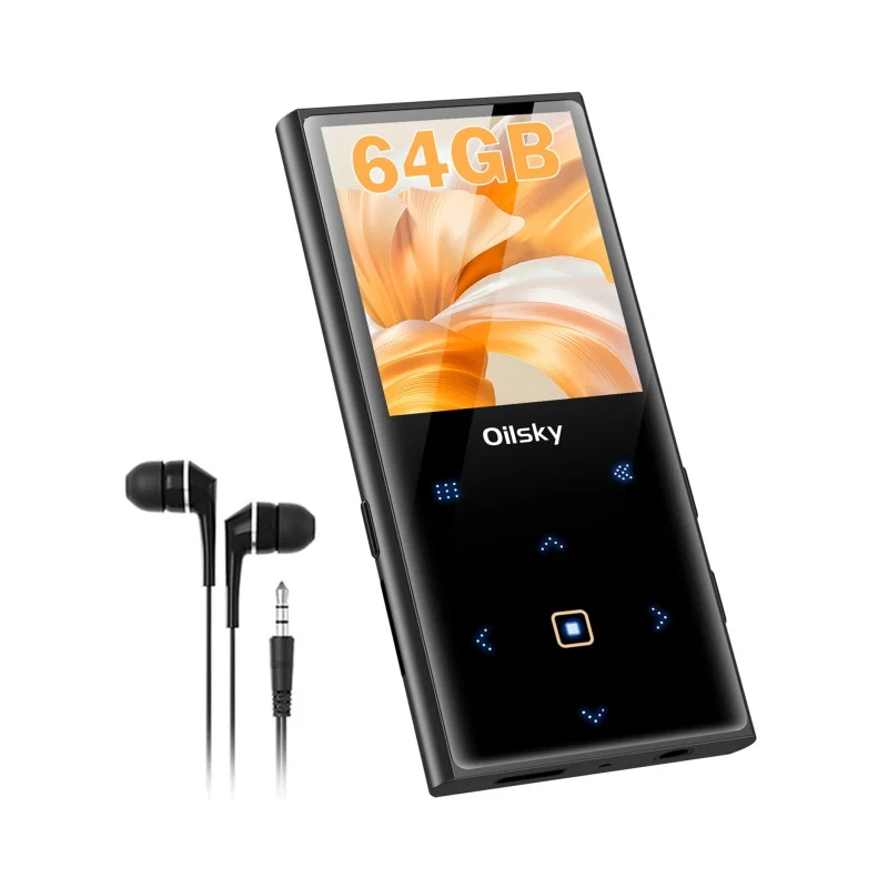 

Oilsky 64GB MP3 Player Portable Digital Lossless Music Player with Bluetooth 5.0 FM Radio Built-in Speaker Touch Button Voice