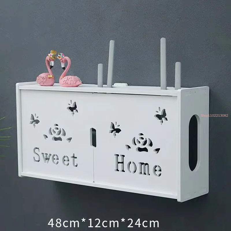 Large Wireless Wifi Router Storage Box PVC panel Shelf Wall Hanging Plug Board Bracket Cable Organizer Home Decor