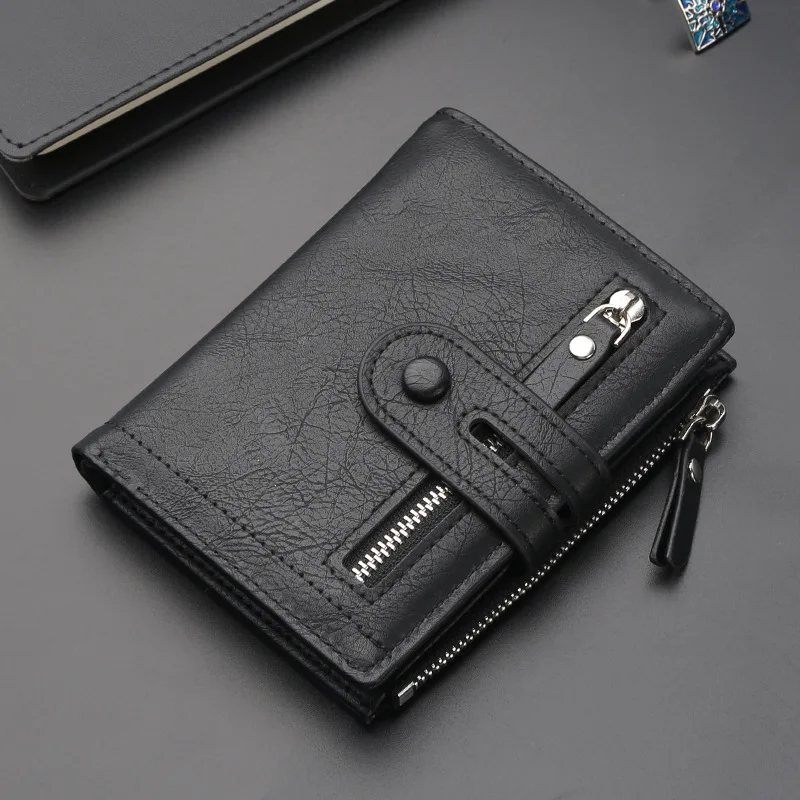 

Pu Leather Wallet for Men Large Capacity ID Window Card Case with Zip Coin Pocket