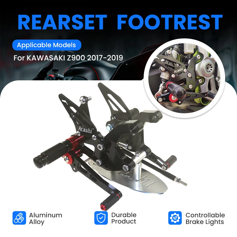

ARASHI Motorcycle CNC Adjustable Front Foot Pedal Foot Rset Foot Pegs Rear Set Rearset For KAWASAKI Z900 2017 2018 2019