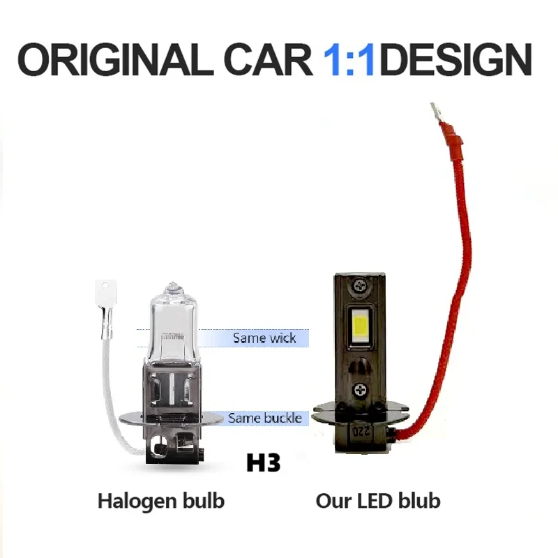 

H3 Светодиодная лампа для фар Canbus без вентилятора дальнего света 6500K Белый H3 Автомобильные светодиодные противотуманные фары дальнего света DRL 12 В 2 шт.
