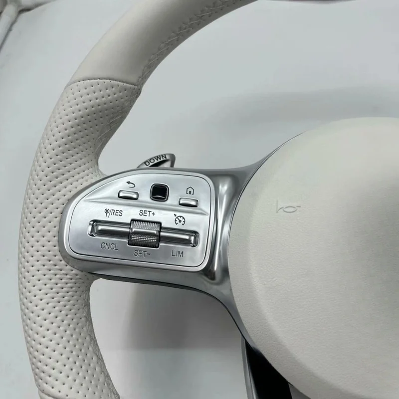 For Mercedes Benz A180L C200L E300 GLC260 GLA200 Old To New Beige Leather AMG Steering Wheel Cover Horn