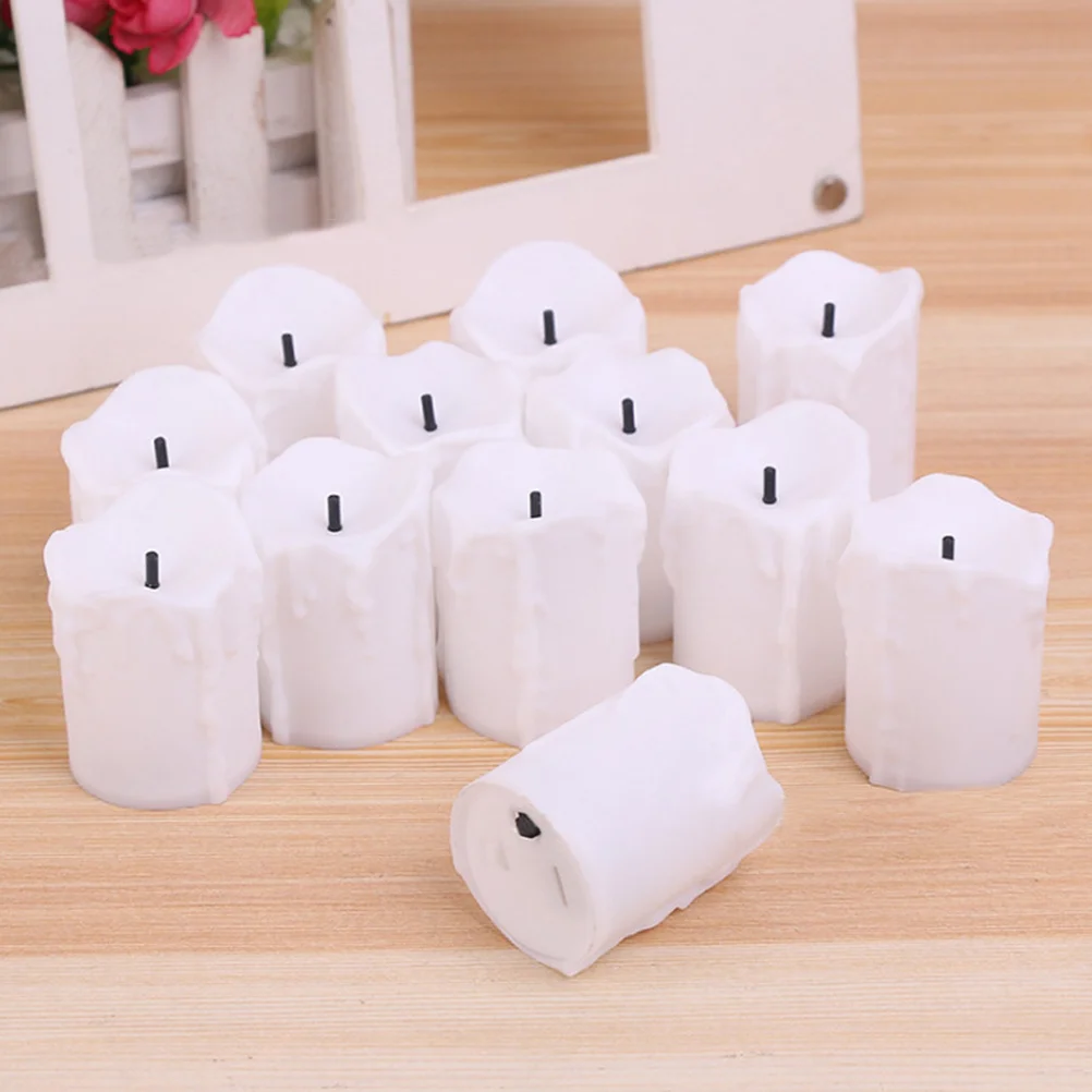 5 Pcs Decorative Candles Led Flameless Tea Light Tealights White Artificial Halloween Decorations