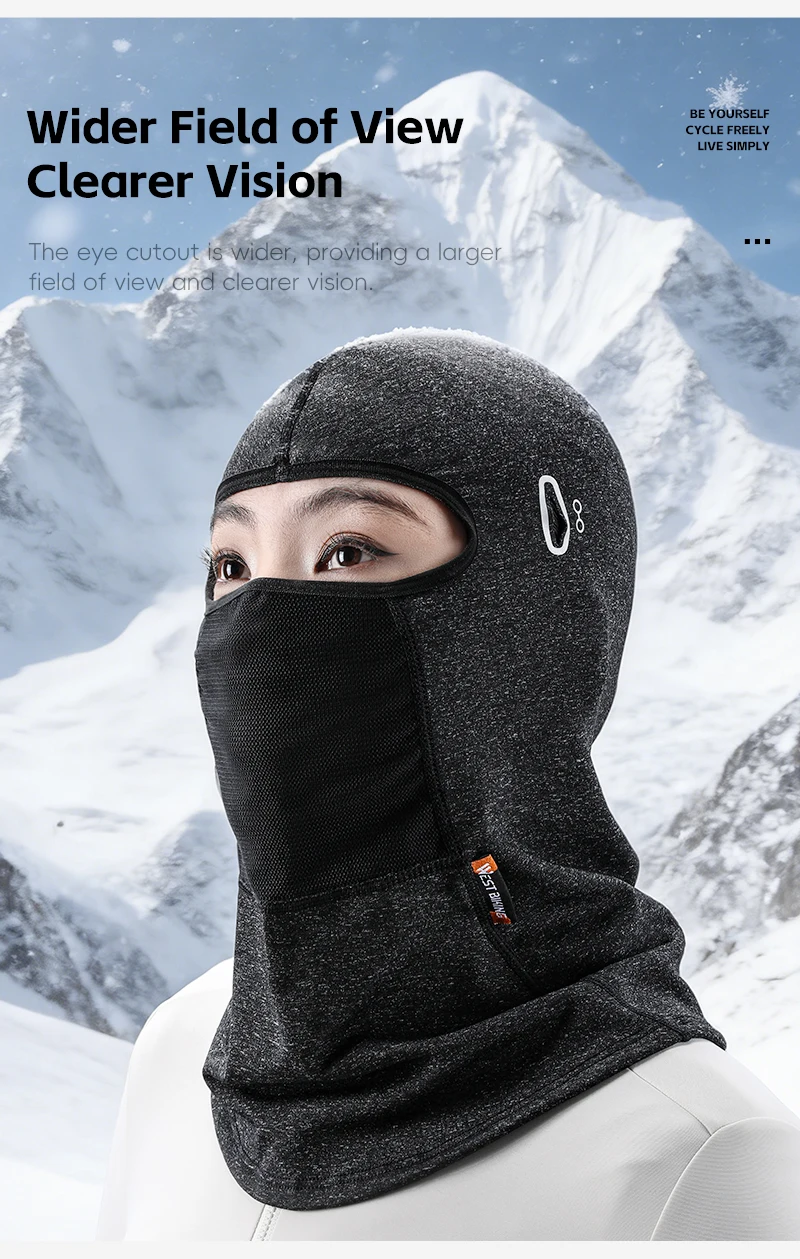 WEST BIKING Thermo-Balaclava Winddichte Gesichtsmaske mit Netzbelüftung Ski Motorrad Fleece Nackenwärmer Helmkompatibel – Detail 8