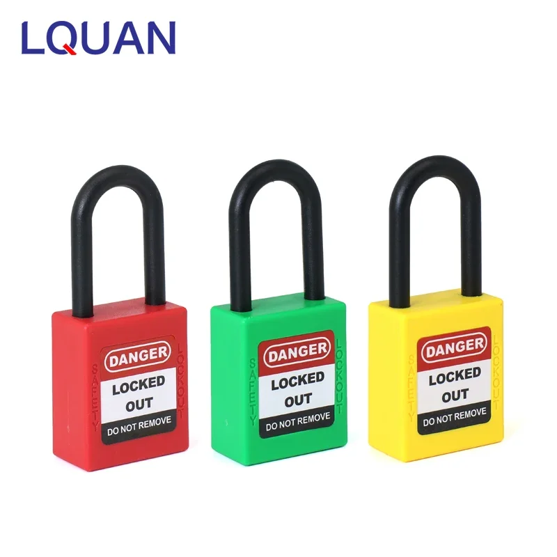 Ten Colors Lockout Padlock 38mm ABS Engineering Plastic Insulation Nylon Shackle Isolation Security Red LOTO Lock With Key