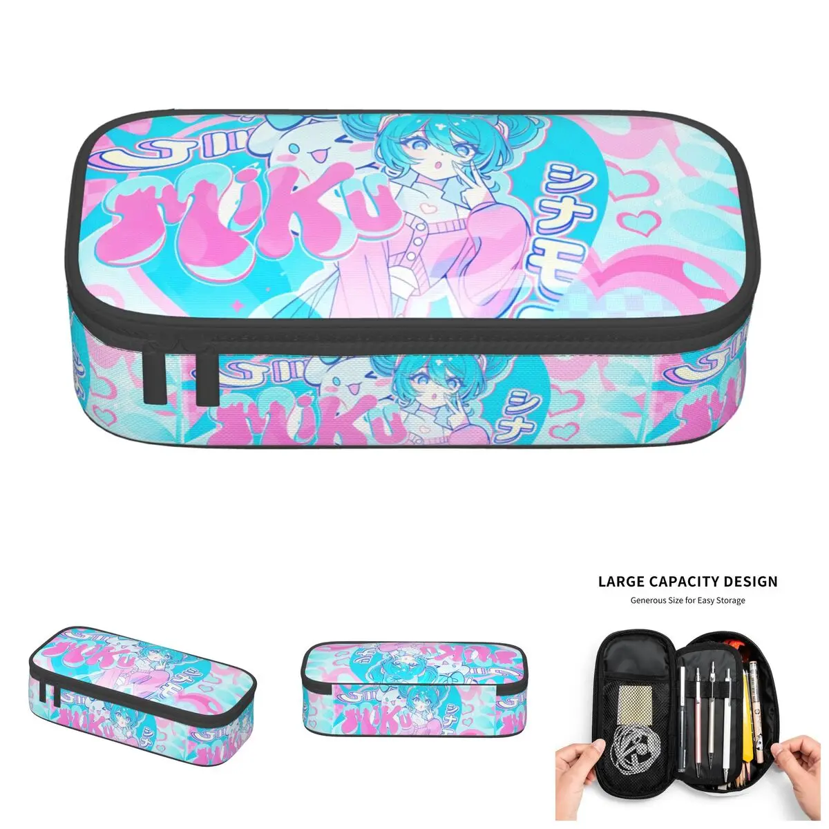 Kawaii H-Hatsune M-Miku Federmäppchen für Jungen und Mädchen, große Kapazität, Federmäppchen, Schulbedarf