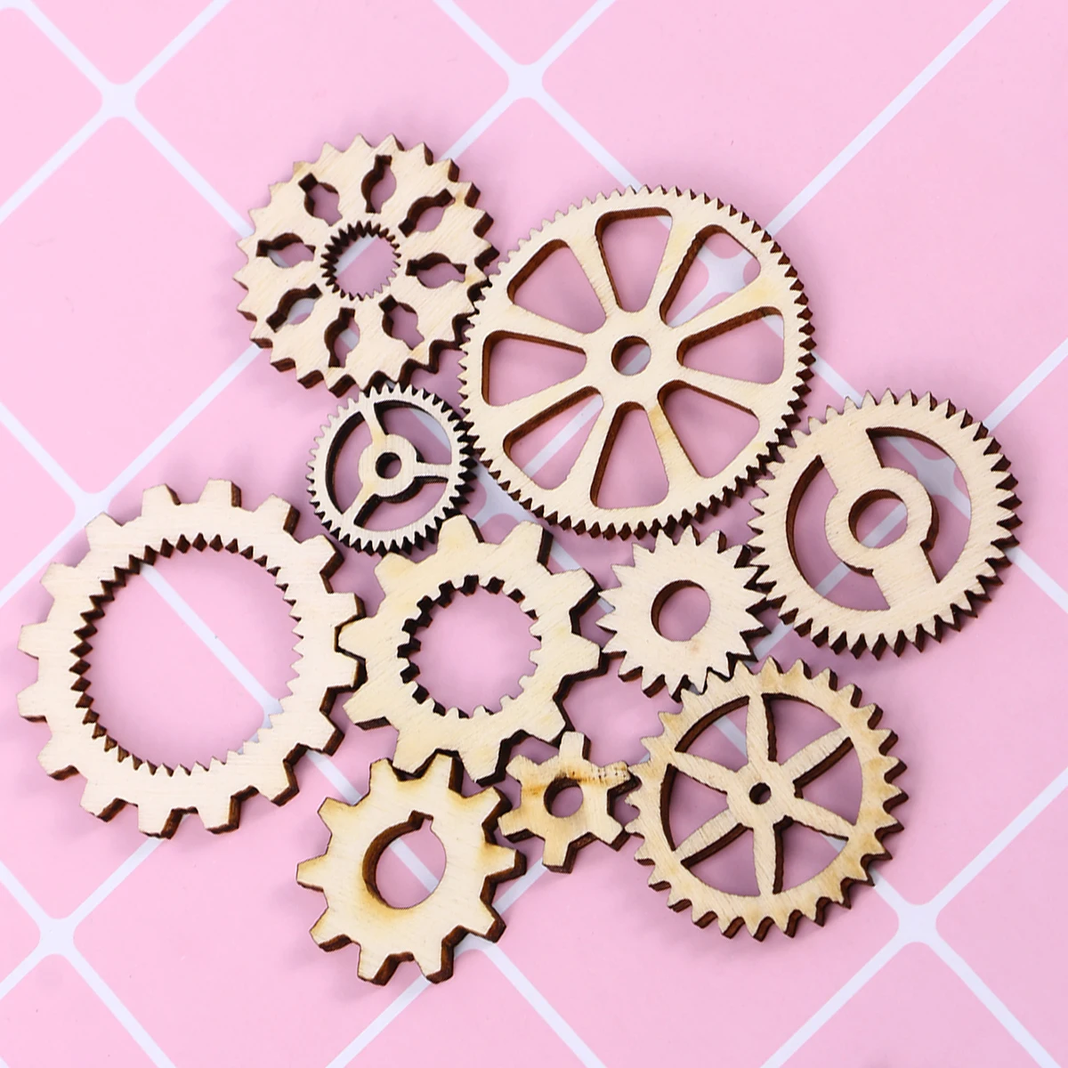 

20 PCS Wooden Puzzle Unfinished Embellishments Unpainted Gear Ornaments for Diy Christmas Crafts Scrapbook