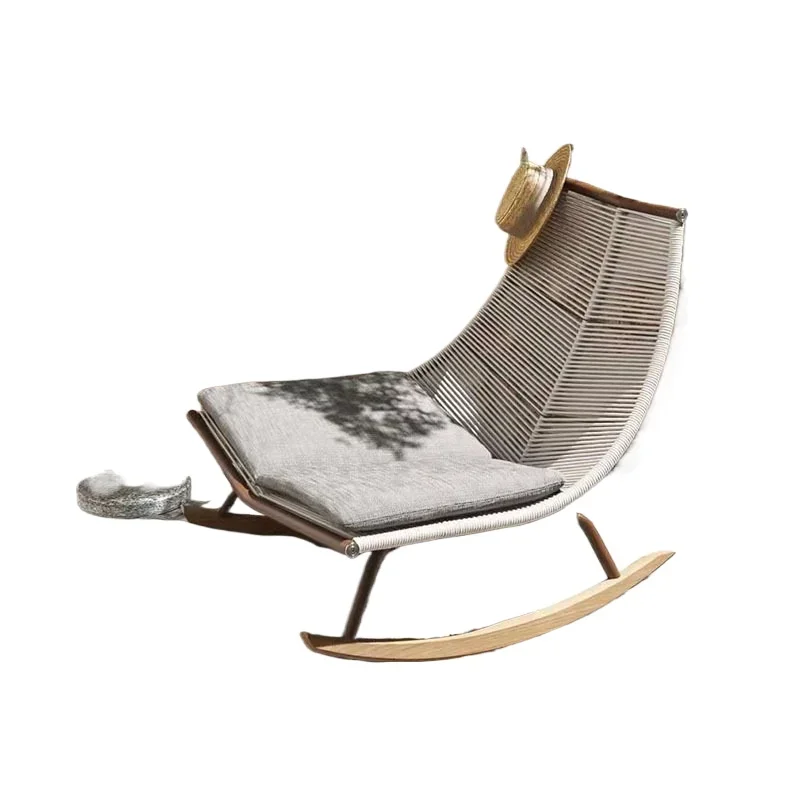 Nordic solid wood rocking chair lazy leisure rocking   happy    adult nap  reclining   balcony