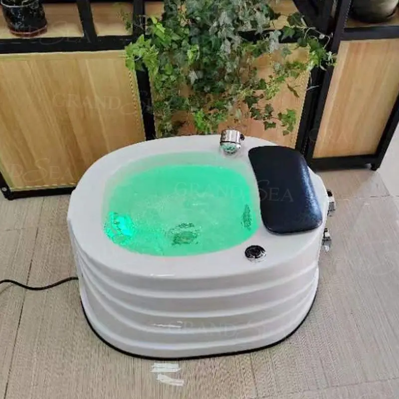 Foot Therapy Bowl, Acrylic Fiberglass 570x570x330mm Pedicure Massage Basin, Heavy Duty Freestanding Foot Spa Sink for Nail Salon