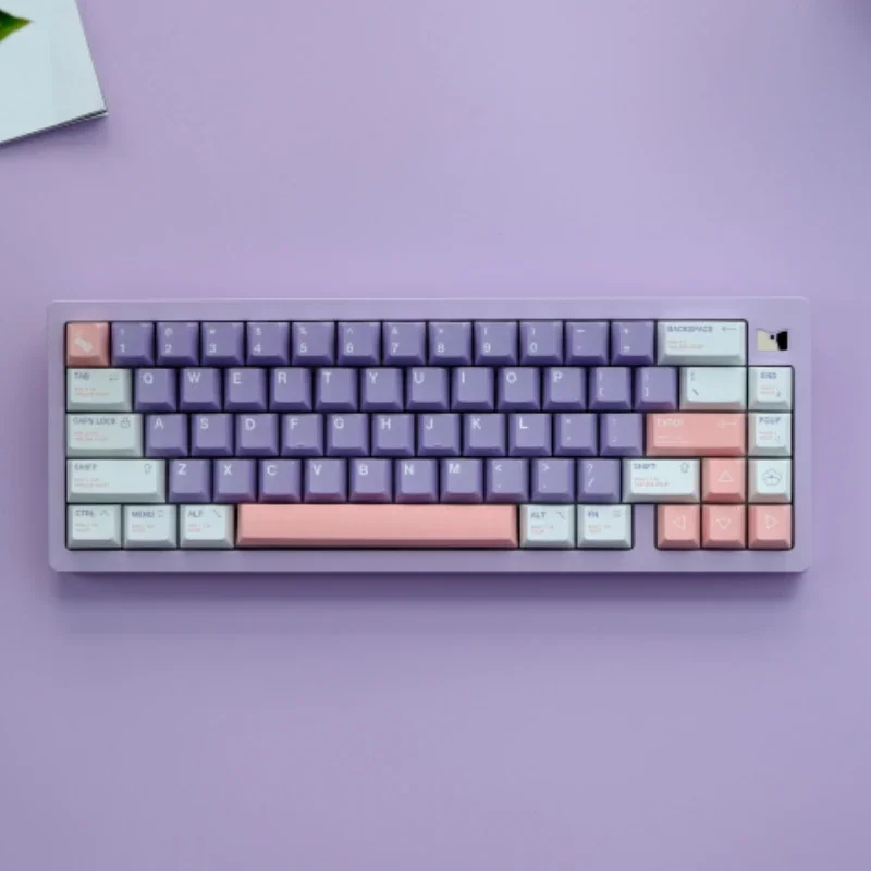 1 Set 129 Key GMK Purple Lilac PBT Material Cherry Profile Sublimation Suitable for 61/68/87/108 Key Mechanical Keyboard Keycap