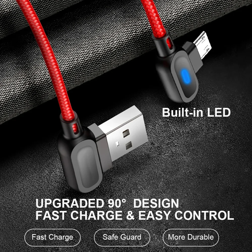 Sindvor 90 Degree Fast Charging Data Cord USB Type C Cable For Huawei Samsung Right Angle Mobile Phone Quick Charge Micro Cables