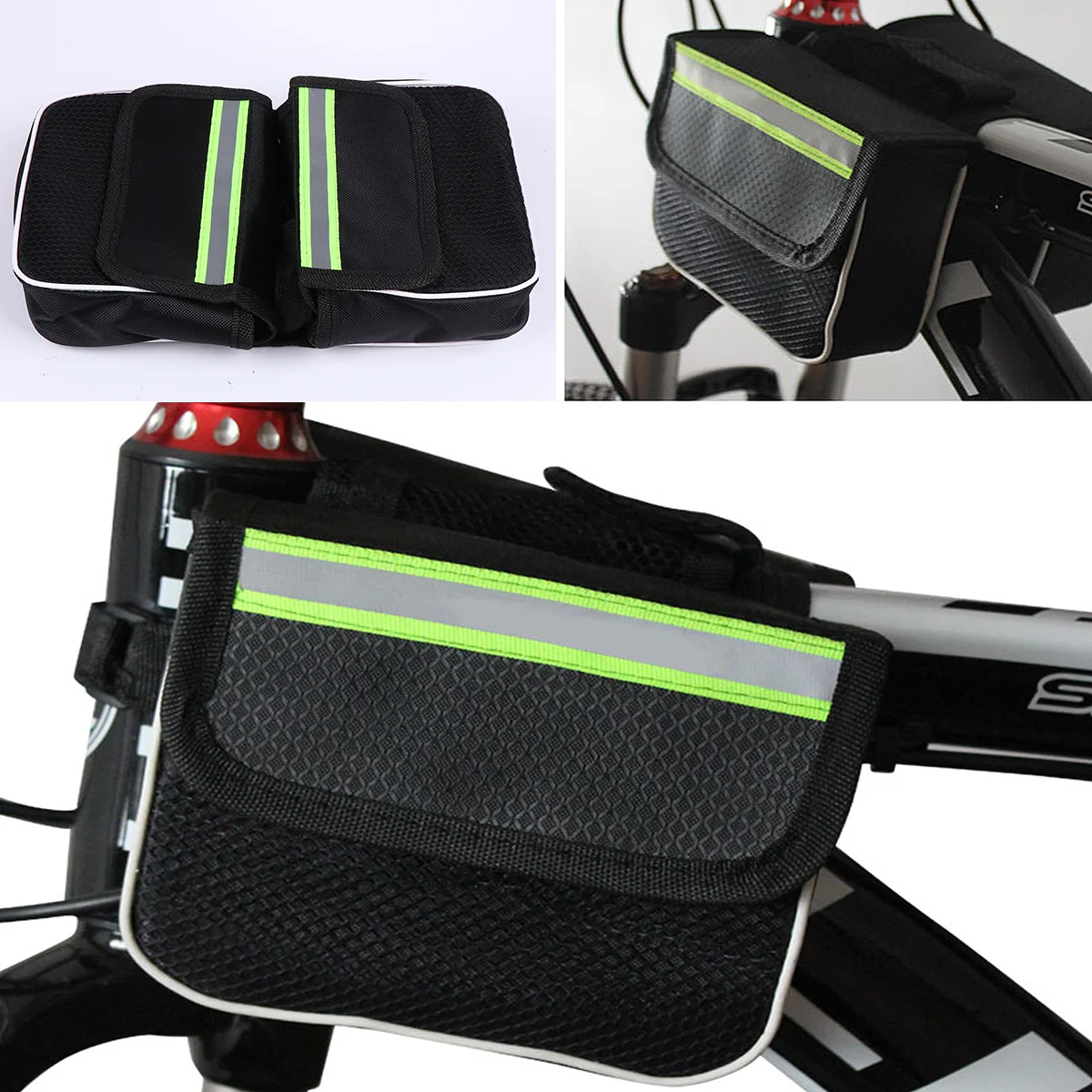 2Pcs Front Bike Bag Large Capacity Waterproof Multifunctional Handlebar Storage Easy Install for Road Folding