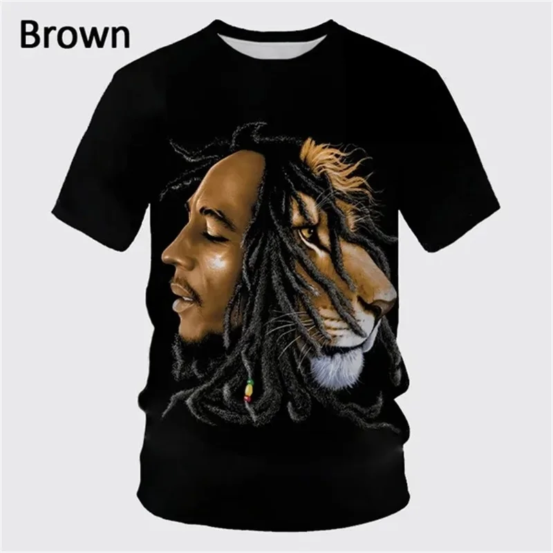 3D Print Cool Rocker Bob Marley Reggae T Shirt For Men Hip Hop Personality Short-sleeved Tee Top Streetwear Plus Size Men Tshirt