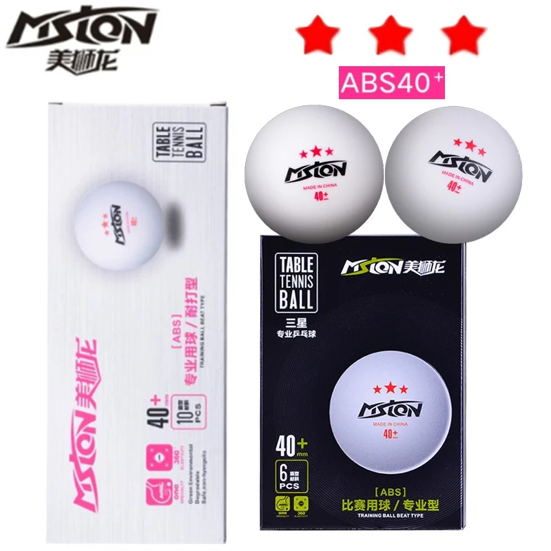 MSL 3-Star Table Tennis Balls ABS 40+ Seamed High Elasticity Professional Competition & Training Ping Pong Ball White 6PCS/10PCS