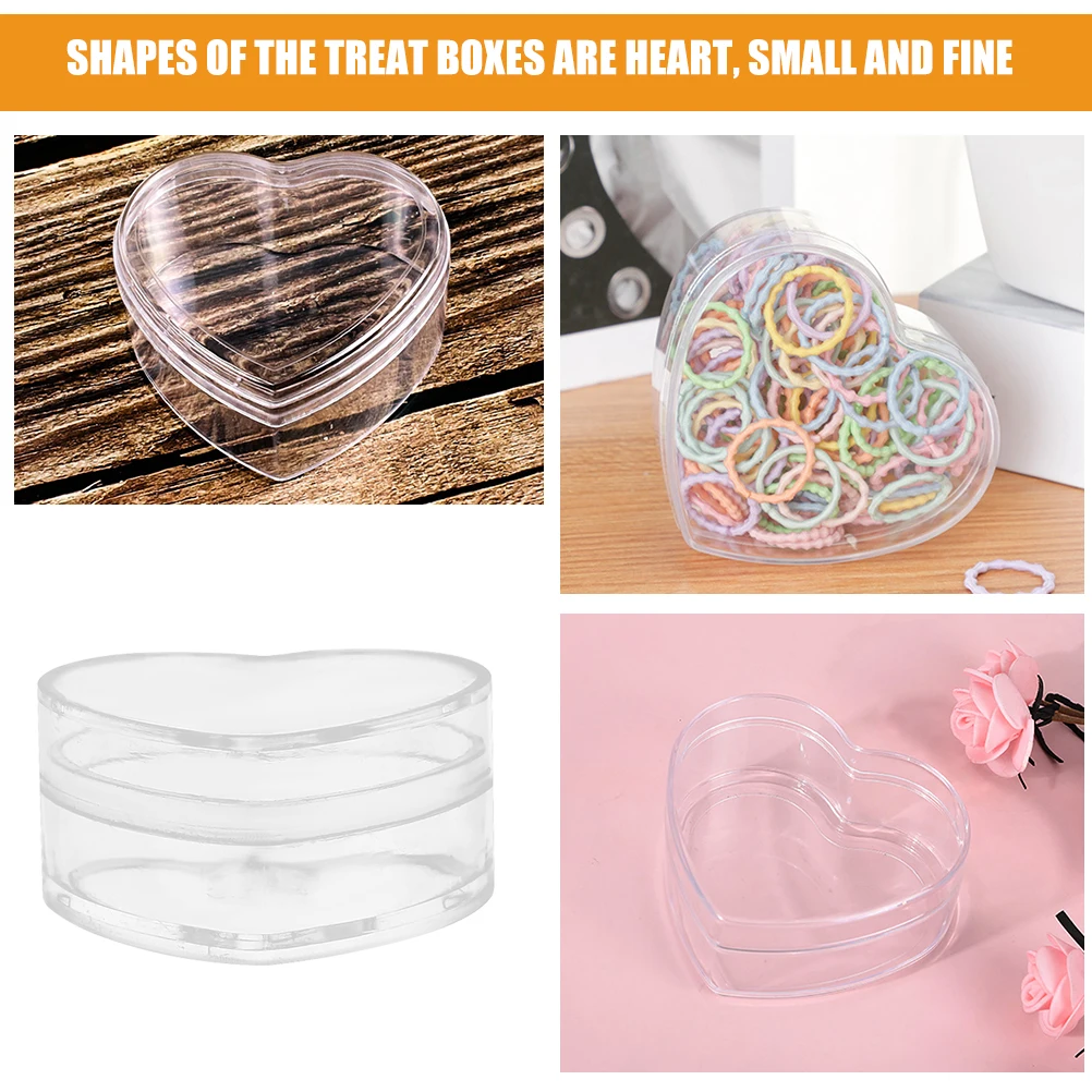 

6 Pcs Heart Shaped Boxes Transparent Gift Small Favor Candy Wrapping Clear Treat Boxes Wedding Party Bulk Packaging