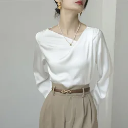 New Spring Fashion Korean Edition Trendy Design Sense V-neck French Forged Face Loose and Versatile Slimming Long Sleeved Shirt