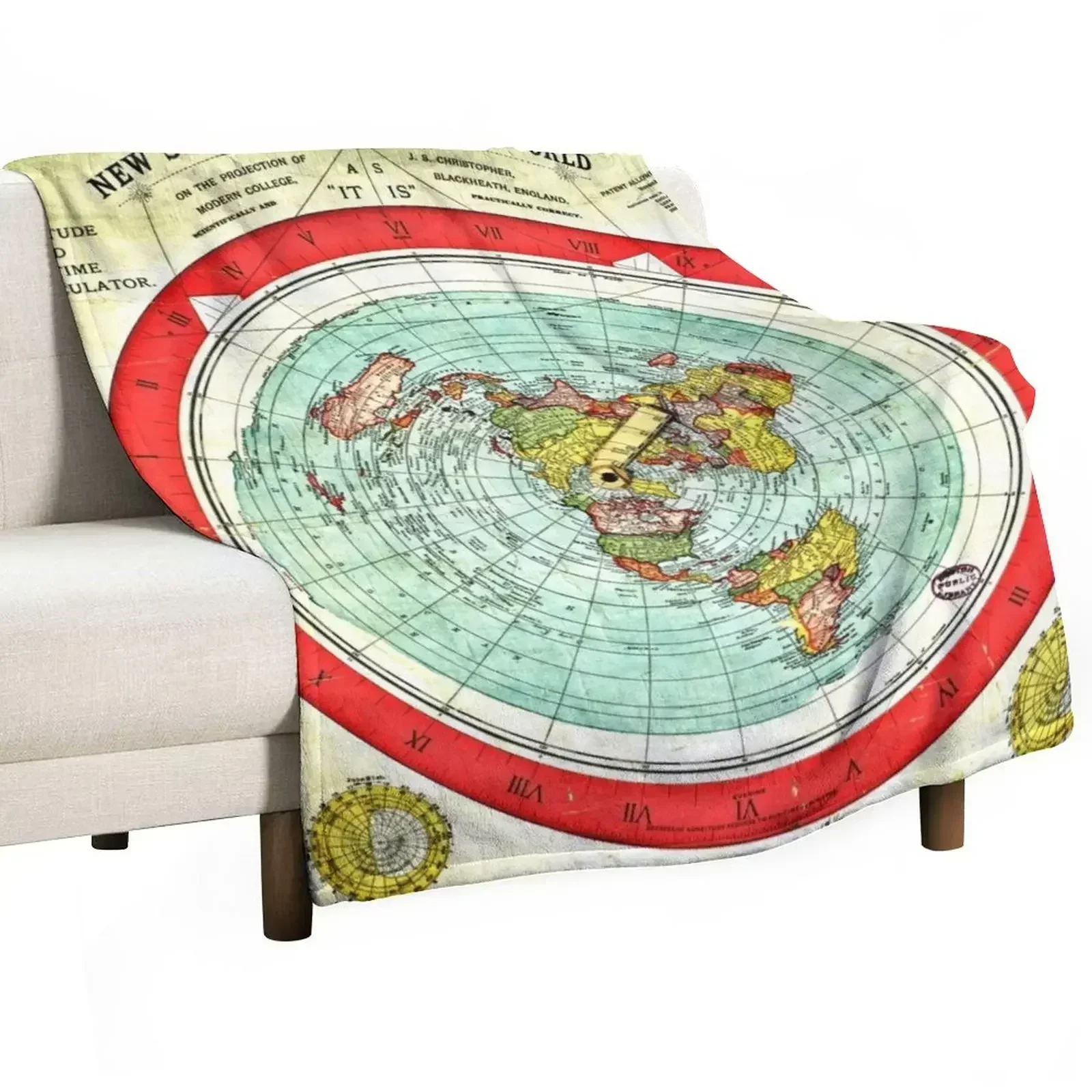 

Gleason 1892 Flat Earth Map | Research Flat Earth Throw Blanket for winter Personalized Gift Blankets