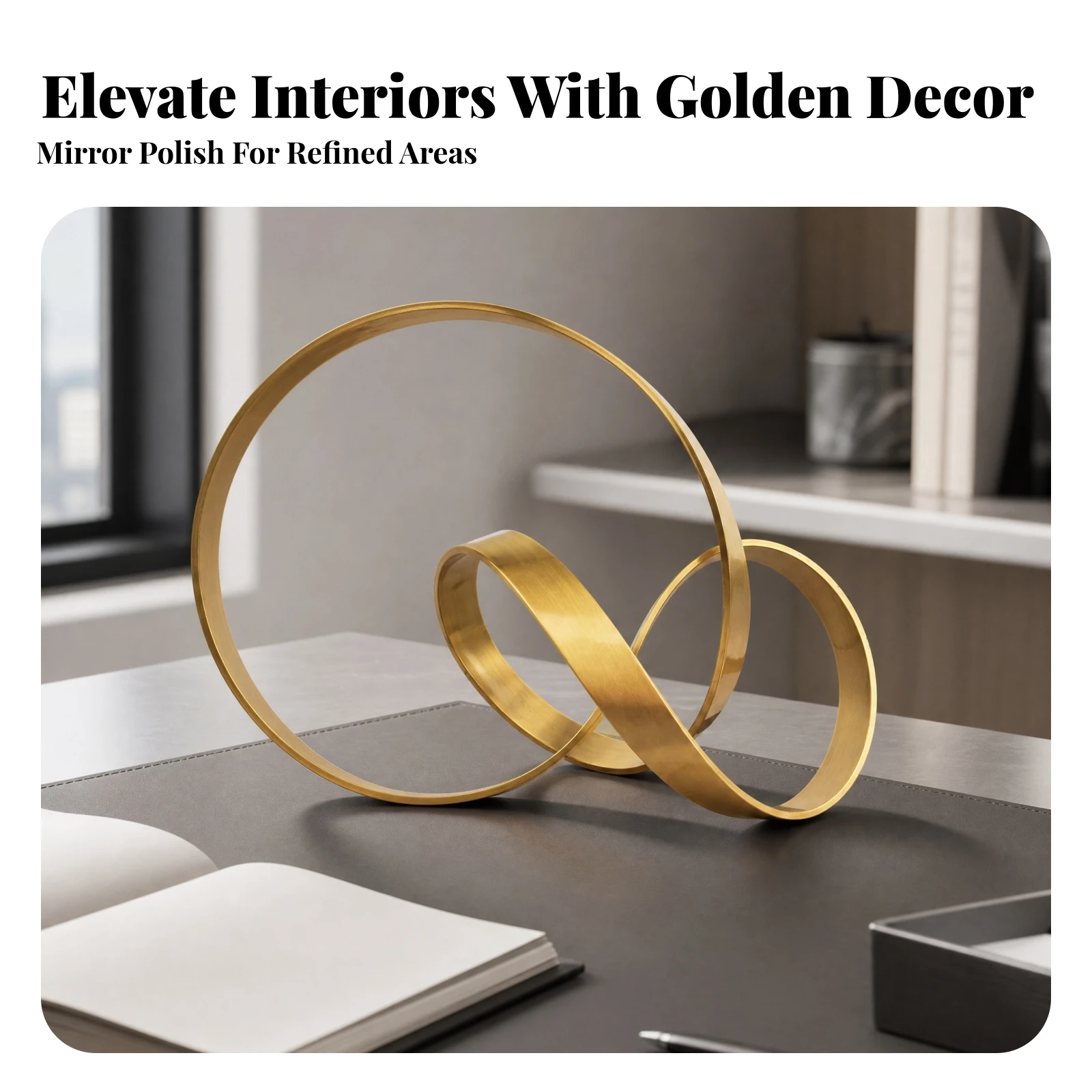 Metal Geometric Decorative Sculpture Modern Intertwined Loop Band Sculpture Home Decor Statue Minimalist for Living Room Console