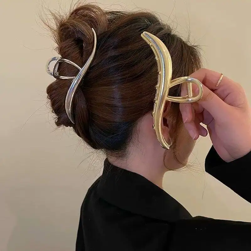 女性シルバーゴールドカラー不規則なヘアピンパンク金属髪爪クリップバレッタガールヘアアクセサリーポニーテールヘアクリップ帽子