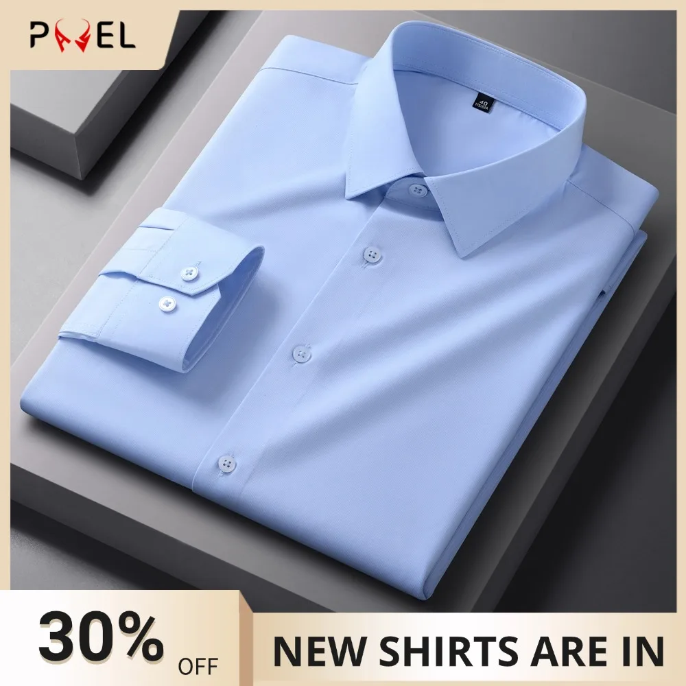 

Мужские рубашки с длинным рукавом на пуговицах из шелковистого модала с 4-сторонним растяжением, без карманов, дышащие, приятные на ощупь, однотонные, простые в уходе, мужская одежда